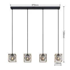 Lindby Josipa Pendellampe, 4 Käfige, Rauchglas -Lampen Welt 9627612 3