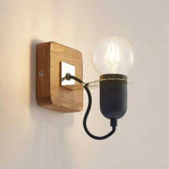 Lucande Becky Holz-Wandspot, Einflammig, Schwarz -Lampen Welt 9627696 6