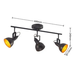 Lindby Morgana Strahler, Schwarz-gold, Dreiflammig -Lampen Welt 9628252 4