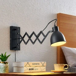 ELC Timbra Wandlampe Mit Scherenarm, Schwarz