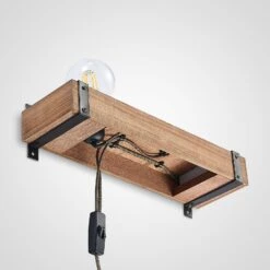 Lindby Sverina Wandleuchte Aus Holz Mit Stecker -Lampen Welt 9921044 4
