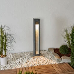 LED-Pollerleuchte Adejan, Basaltstein, V4A, 70 Cm -Lampen Welt 9943007 3