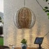 Lindby Catrica LED-Solar-Pendellampe, Rattanoptik -Lampen Welt 9945522