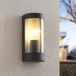 Lindby Junias Außenwandlampe, Halbrund, E27 -Lampen Welt 9977057 1