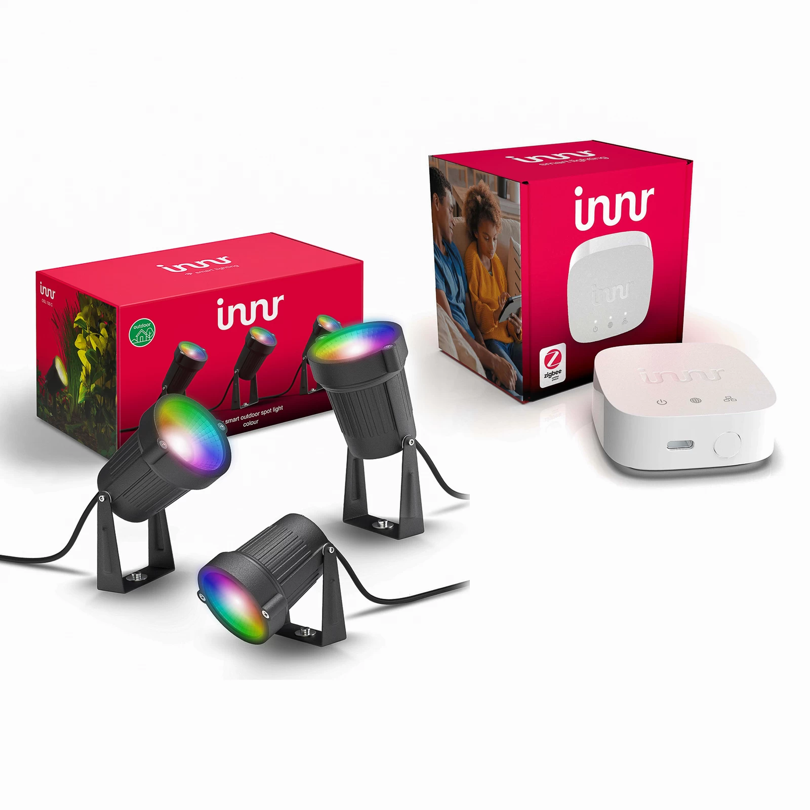 Lampen Welt -Lampen Welt 3x innr led spots smart outdoor rgb med bridge